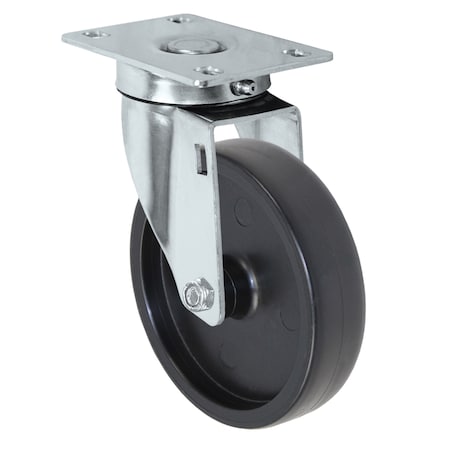 Casterhq 5"x1.25" Light Duty Polyolefin (Plastic) Wheel, Swivel Caster, 300 LDSTP5X125